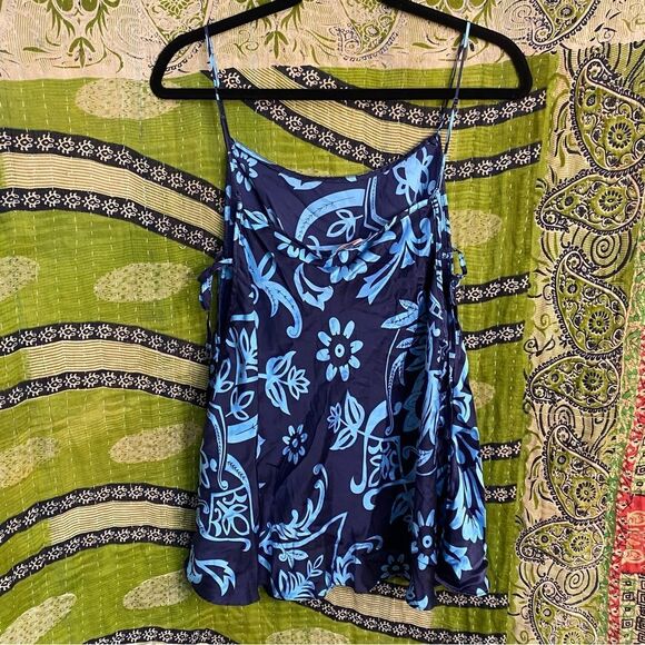 Rare Y2K Victoria’s Secret Silk Charmeuse Blue Print Slip Dress Size Medium - Picture 7 of 12